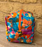 Bright Abstract Print Fabric Quilted Box Shape Makeup Bag - Image 2