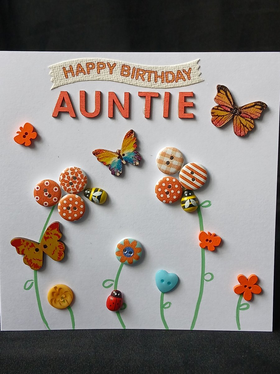Handmade, auntie birthday card 