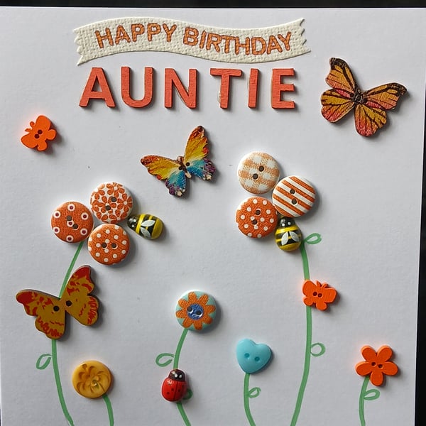 Handmade, auntie birthday card 