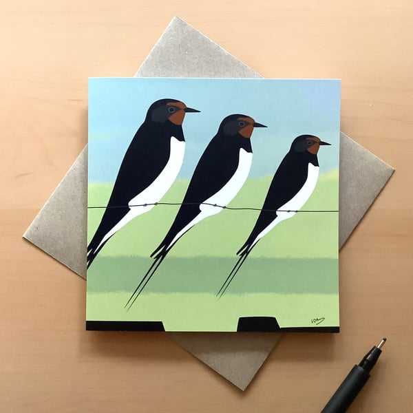 Greetings card - swallows - bird card