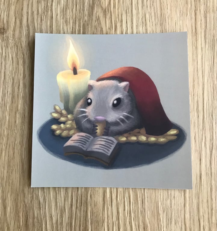 Winter Mouse Square Post Card Print