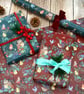 Pack of 2  Christmas Wrapping Paper Season's Tweetings on Burgundy - Image 5