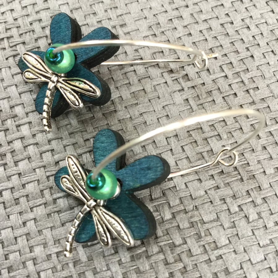 “Dragonfly” flower earrings