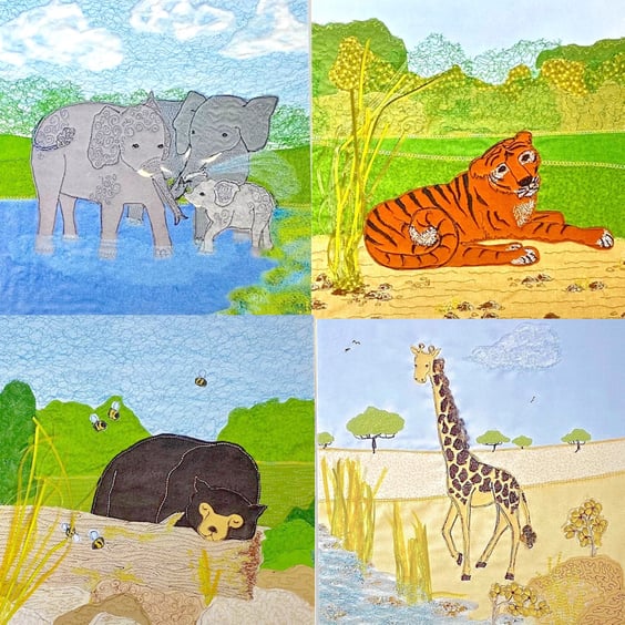 Birthday card multi buy of 4 zoo animals