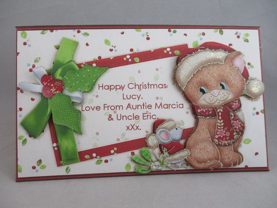 Christmas Handmade Money ,Gift Card Wallet ,Cute Cat and mouse,
