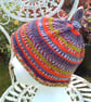 Handknit KNOTTY TOP Merino BEANIE Stripey Jacquard child teen adult small - Image 2