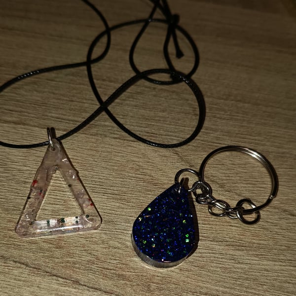 Necklace and keyring set handmade giftset