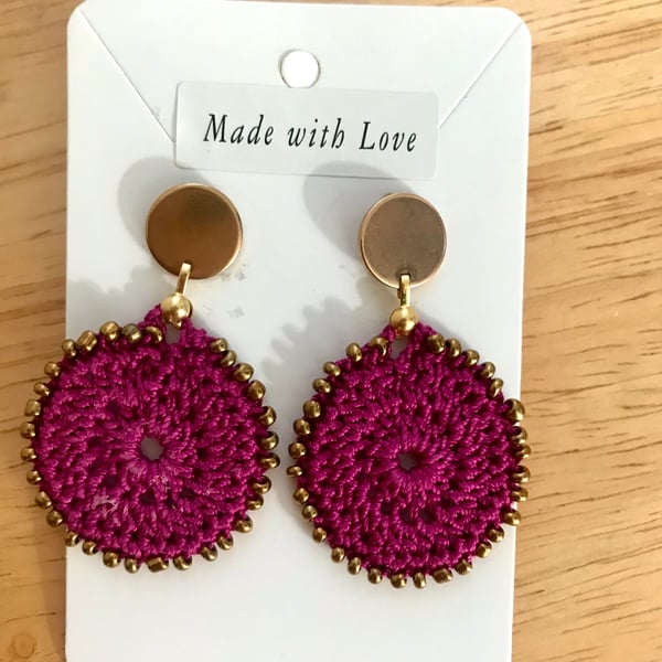 "Fuchsia wheel" earrings