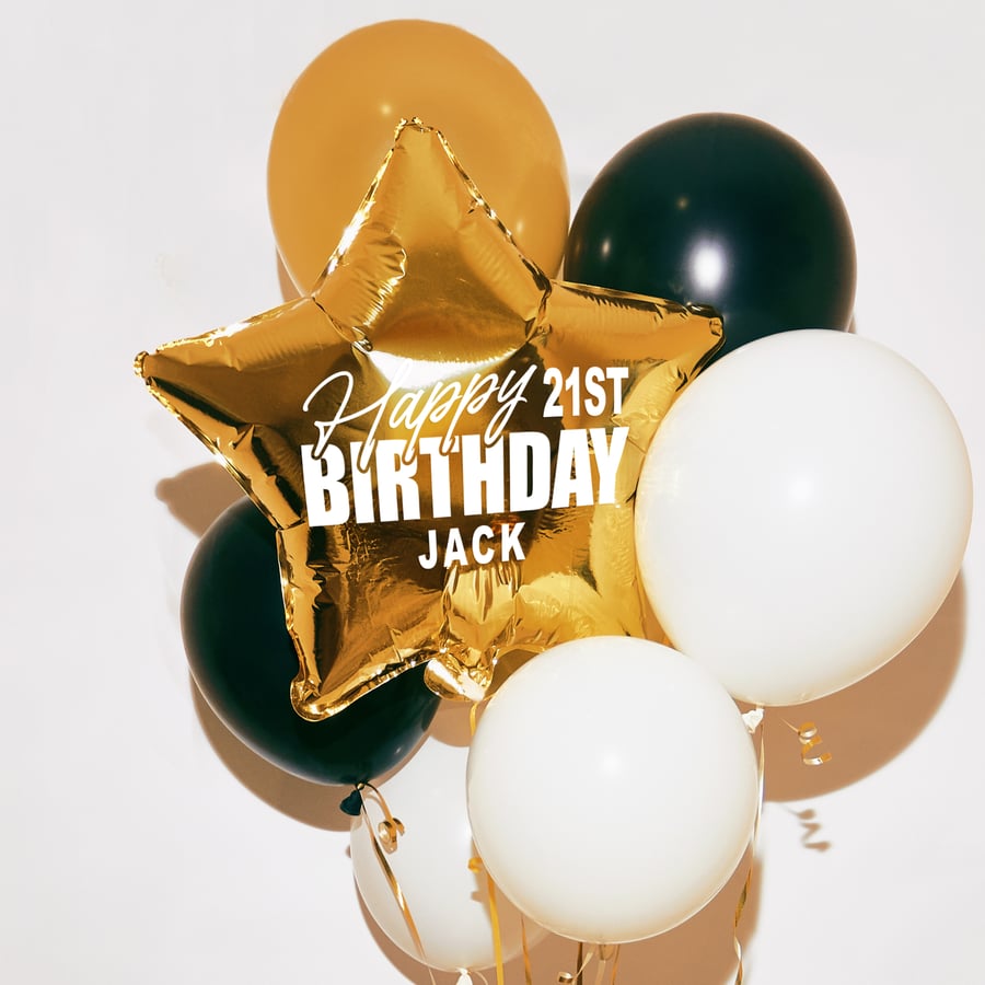 Personalised Birthday Balloon Sticker - Bold: Custom Name & Age - DIY Decor