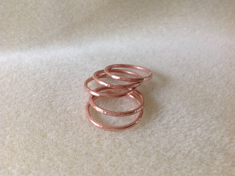 Textured Copper stacking ring set