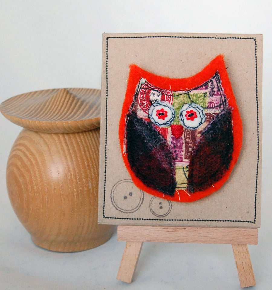 Felt and Fabric Owl Shaped Brooch