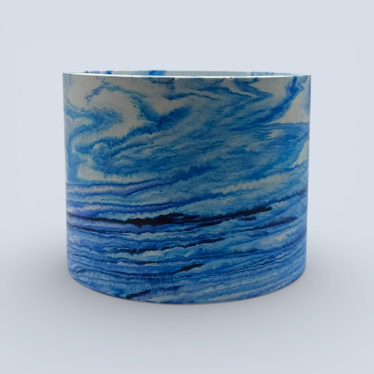 Large Blue Marbled Plant Pot - Unique Indoor Planter