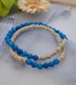 Agate stretch bracelet stack in deep teal (boho, beach) - Image 3