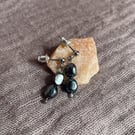Handmade black pearl hypoallergenic earrings, gift for her