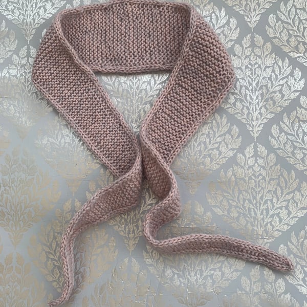 Hand knitted Sophie style scarf , neckerchief , skinny neck tie 