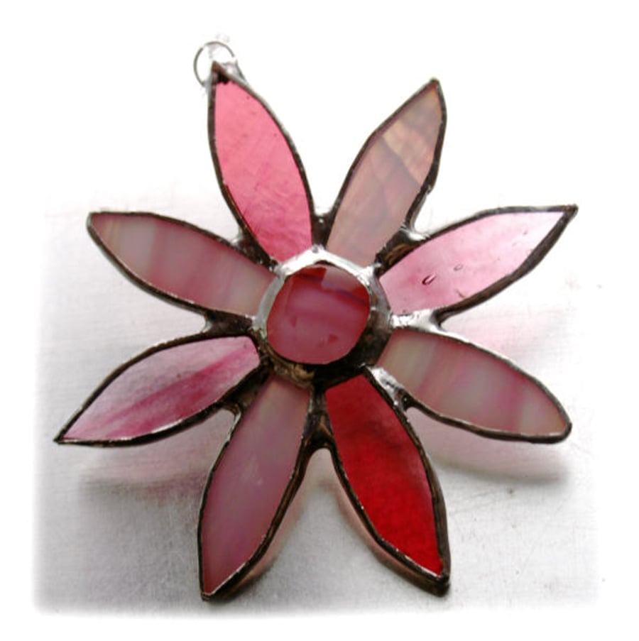 Pink Daisy Stained Glass Suncatcher 