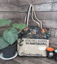 Eco Tote Bag - Handmade from Upcycled Materials - Black and bronze floral