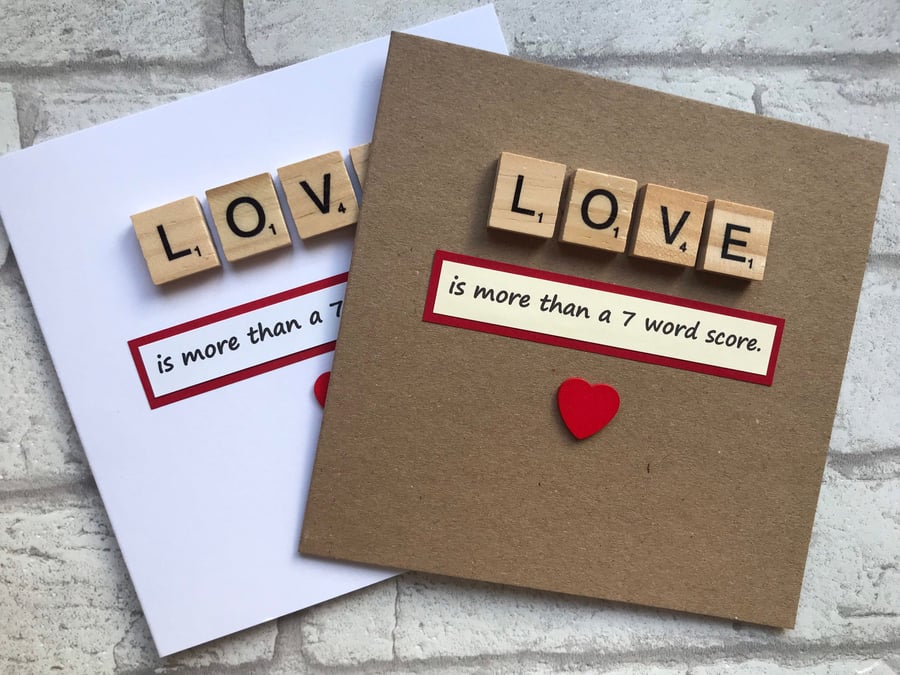 Handmade Love Card, Scrabble Tile Design