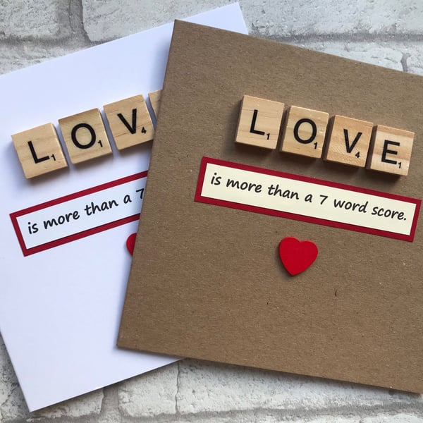 Handmade Love Card, Scrabble Tile Design