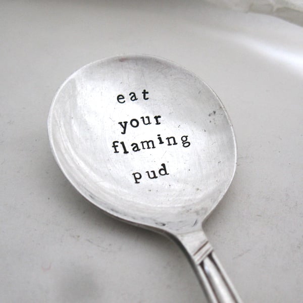 Christmas Pudding Spoon, Eat your flaming pud