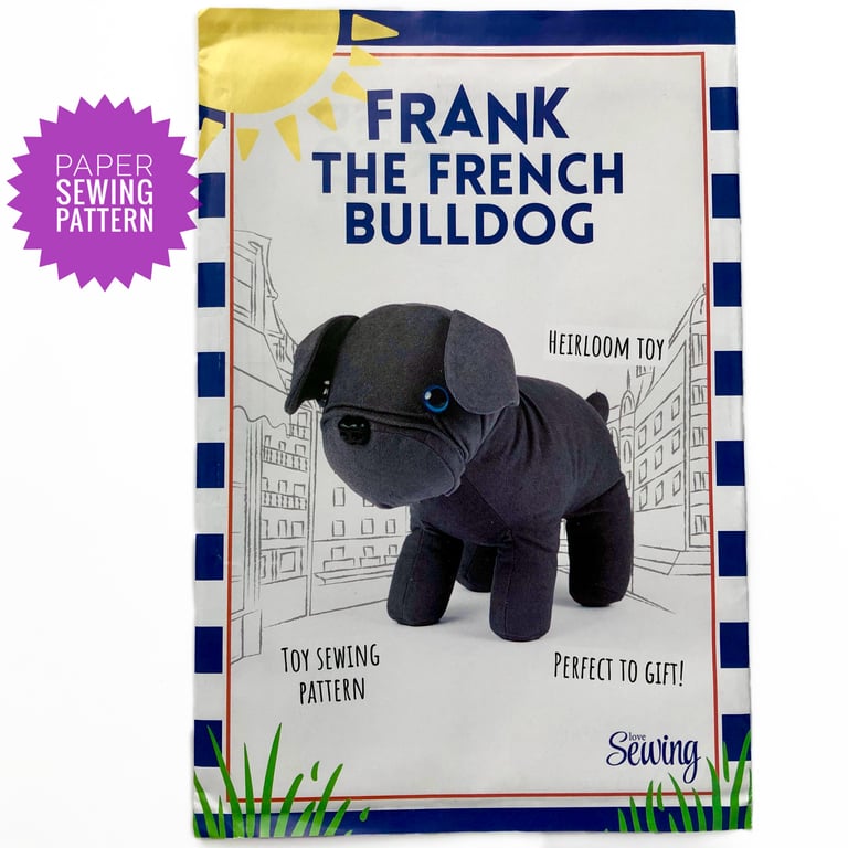 Paper Sewing Pattern, French Bulldog toy or doorstop pattern,  New and Unopened