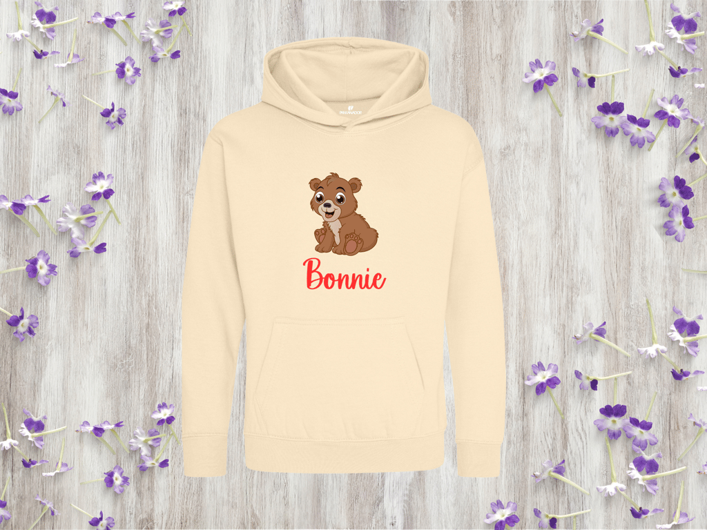 Personalised Bear Hoodie For Kids – Soft Handmade Children’s Jumper With Name