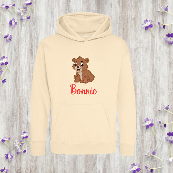Personalised Bear Hoodie For Kids – Soft Handmade Children’s Jumper With Name
