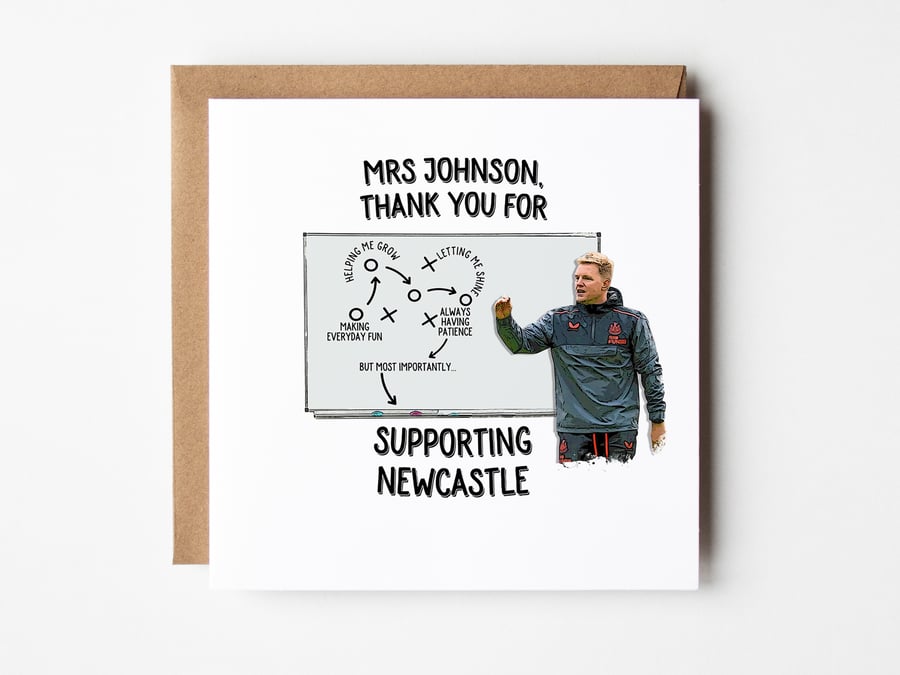 Newcastle United Card For Teacher, Thank You Teacher Card, Card For Teacher