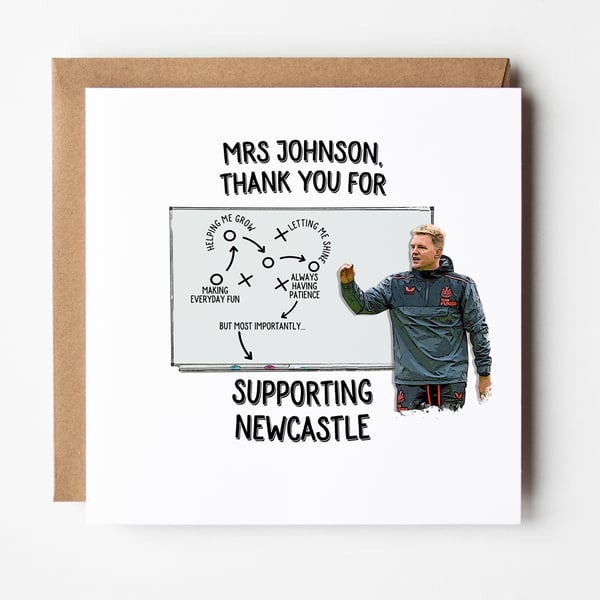 Newcastle United Card For Teacher, Thank You Teacher Card, Card For Teacher