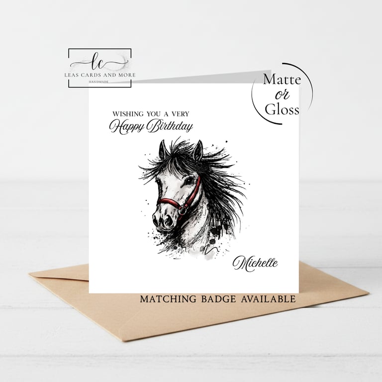 Horse Sketch  Happy Birthday Card