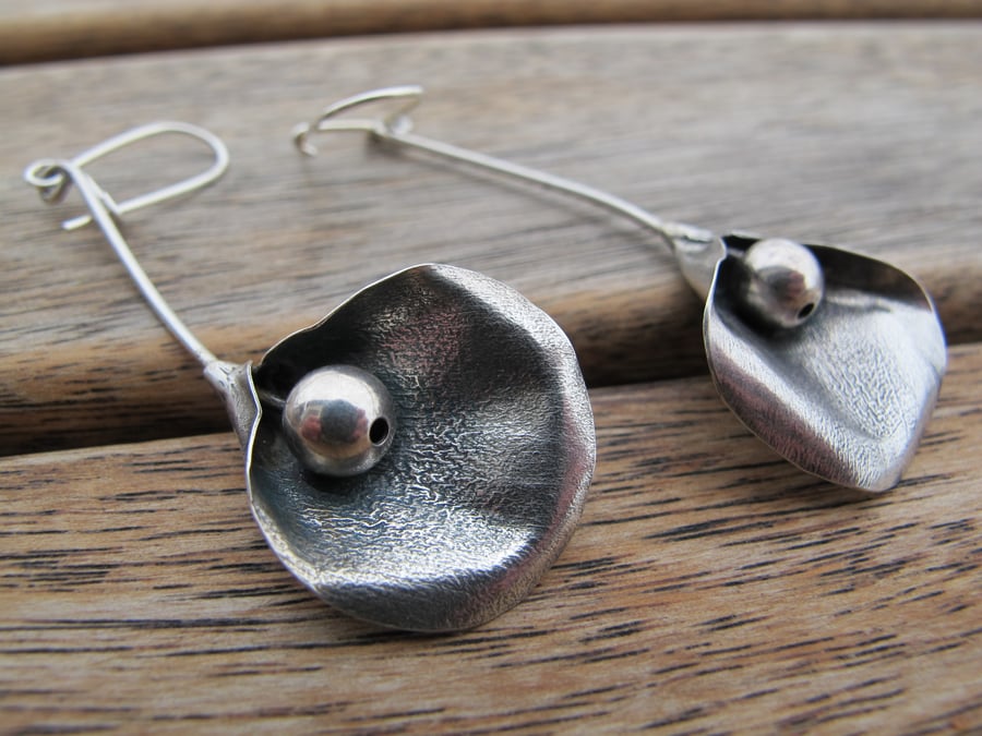 Sterling Silver Calla Earrings, Silver Flower Earrings, Flower Earrings