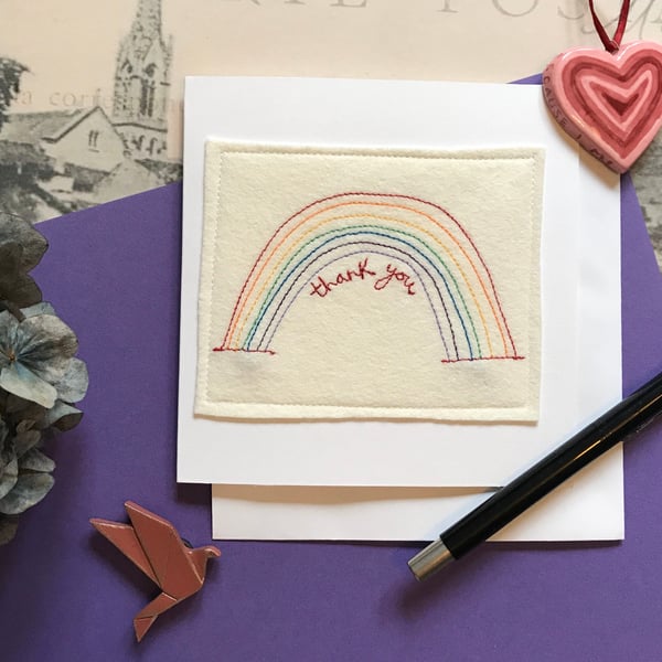 Rainbow embroidered card