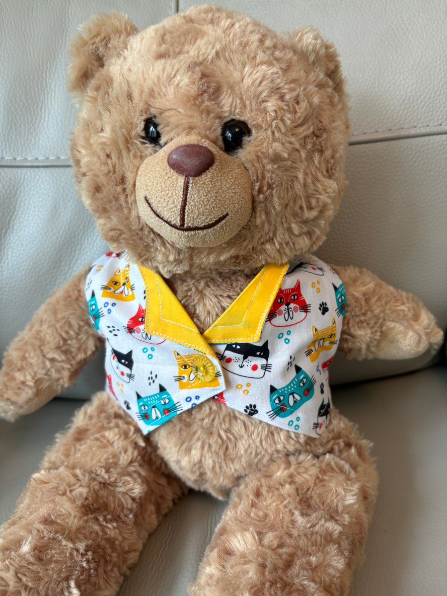 Yellow Teddy Cat Faces Waistcoat