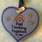 Scented Thanks Teaching Assistant Heart Hanging Felt Plaque Sign