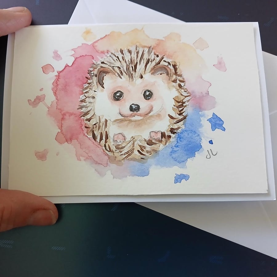 Handpainted Watercolour Hedgehog Greetings Card