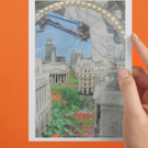 'The Big Spoke' card printed from handmade collage 