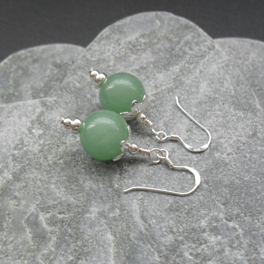 Green Aventurine Sterling Silver Drop Earrings