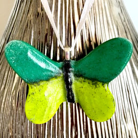 Green Glass Butterfly Hanging Decoration