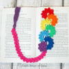 Crochet rainbows bookmark, rainbow bookmark, page keeper, page finder.