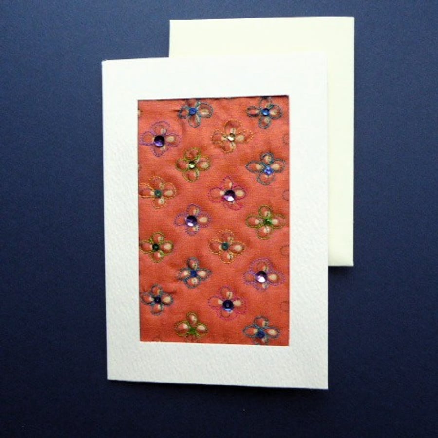 Individually Hand Crafted Textile Blank Card