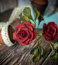 Carmine Garden Rose in Terracotta - Deep Red Felt Bloom - Image 7