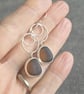 Amber seaglass drop earrings, Silver circle link dangles - Image 2