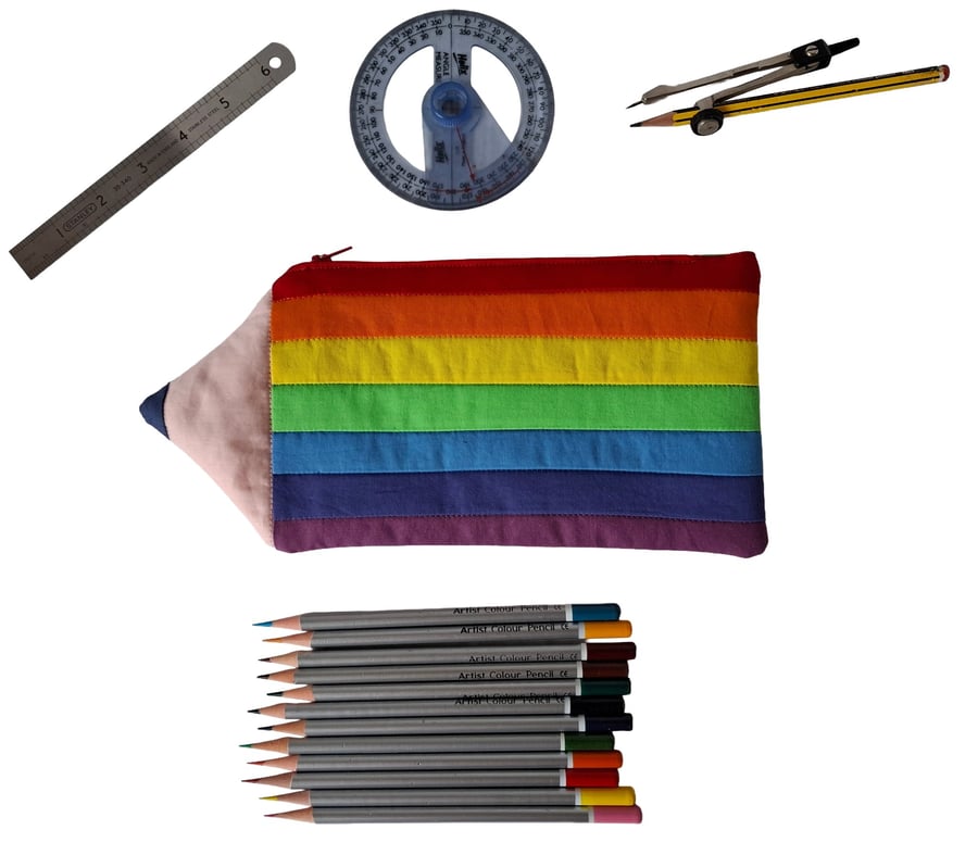 Quilted patchwork pencil case