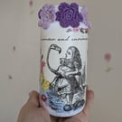 Alice in Wonderland decoupaged glass decoration 