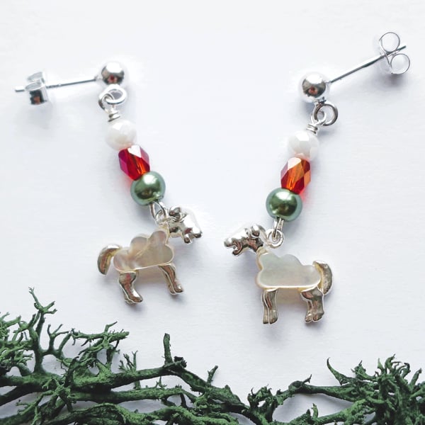 Welsh Lamb Sterling Silver Earrings, Sheep Earrings, Love Ewe Earrings