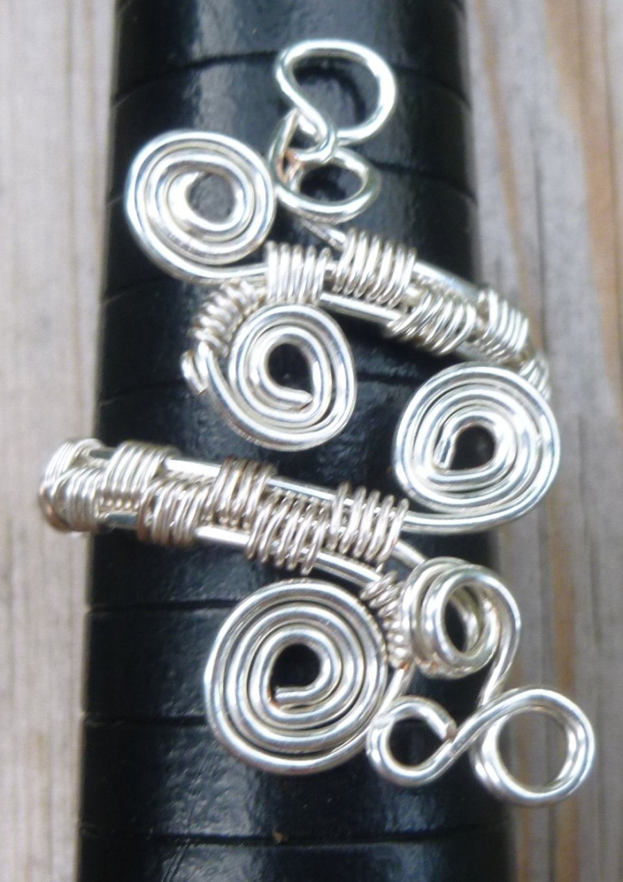 Adjustable Wire Wrapped Silver Plated Copper Ring TR04