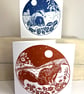 Red Squirrel Card- Handprinted - Image 3