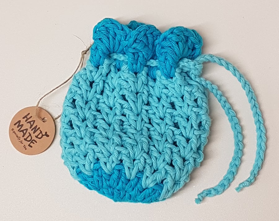 Cotton crochet soap saver mini pouch