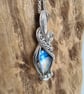 Handmade Natural Labradorite & 925 Silver Necklace Pendant with Chain,Gift Boxed