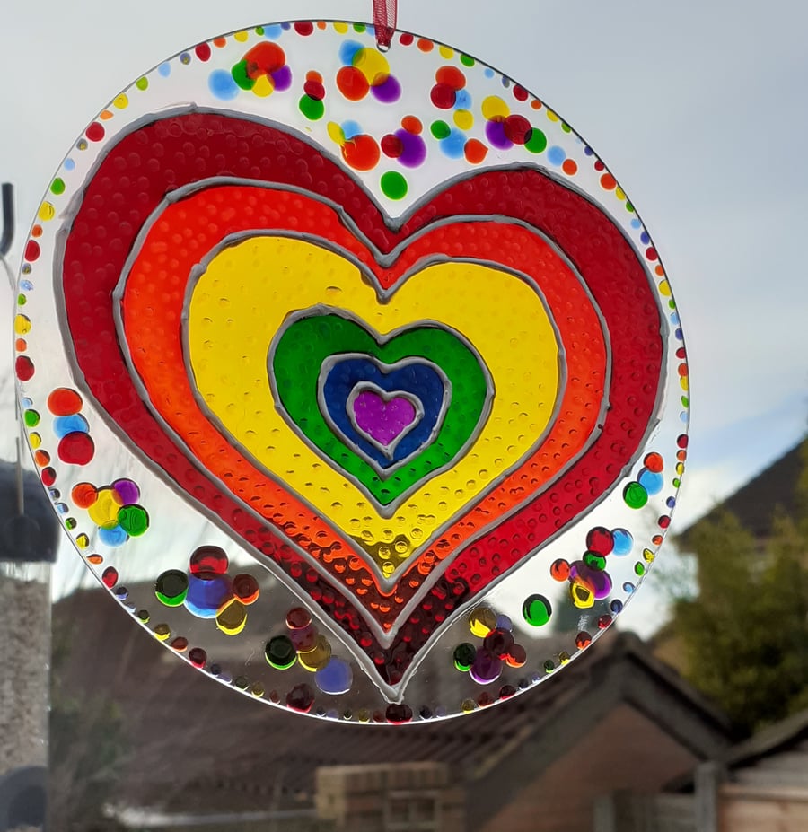 LGBT Valentine heart suncatcher